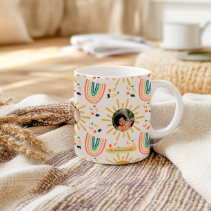 Boho Rainbow Morning Sunshine Family Photo Collage Coffee Mug