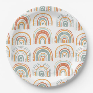 Boho Rainbow MR Onederful Birthday Party Paper Plate