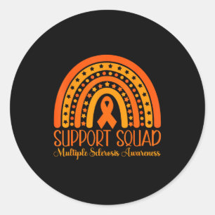 Boho Rainbow Multiple Sclerosis Support Squad Classic Round Sticker