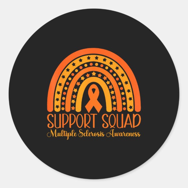 Boho Rainbow Multiple Sclerosis Support Squad  Classic Round Sticker (Front)