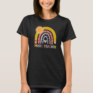 Boho Rainbow Music Teacher Squad First Day Of Scho T-Shirt