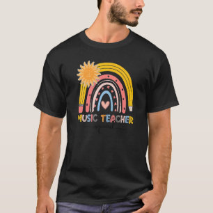 Boho Rainbow Music Teacher Squad First Day Of Scho T-Shirt
