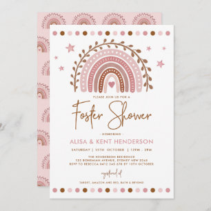 Boho Rainbow   Muted Pink Terracotta Foster Shower Invitation
