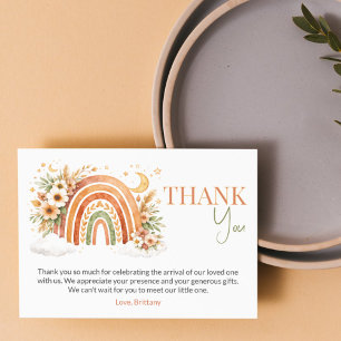 Boho Rainbow Neutral Baby Shower Books for Baby Thank You Card