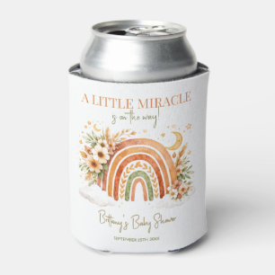 Boho Rainbow Neutral Baby Shower  Can Cooler