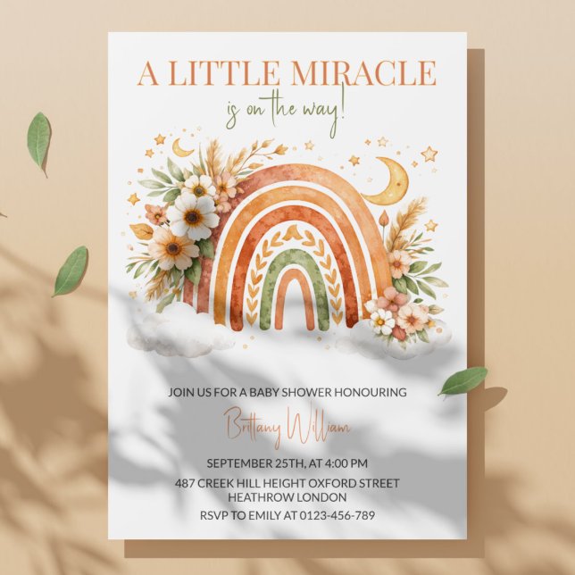 Boho Rainbow Neutral Baby Shower  Invitation (Creator Uploaded)