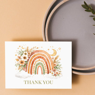Boho Rainbow Neutral Baby Shower Thank You Card