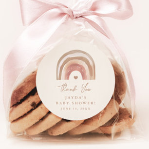 Boho Rainbow Neutral Baby Shower Thank You Classic Round Sticker