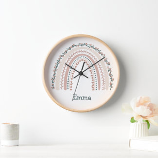 Boho Rainbow Nursery Girls Room Clock