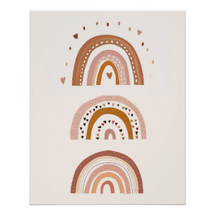 Boho Rainbow Nursery Wall Art, Neutral Kids Art Poster