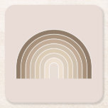 Boho Rainbow Olive Earth Tones Square Paper Coaster<br><div class="desc">Rainbow - Boho Rainbow – Abstract Arches – Olive Earth Tones.</div>
