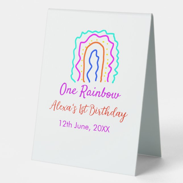 Boho Rainbow one birthday kids bright retro bold (Front)