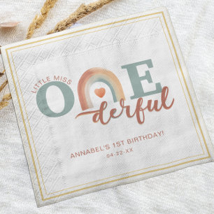 Boho Rainbow Onederful Birthday Napkins – Watercol