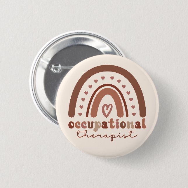 Boho Rainbow OT Occupational Therapist Gifts 6 Cm Round Badge (Front & Back)