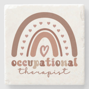 Boho Rainbow OT Occupational Therapist Stone Coaster