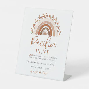 Boho Rainbow Pacifier Hunt Baby Shower Sign