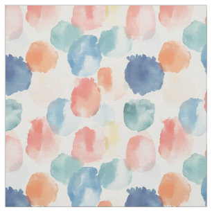 Boho Rainbow Paint Splotches on White Fabric