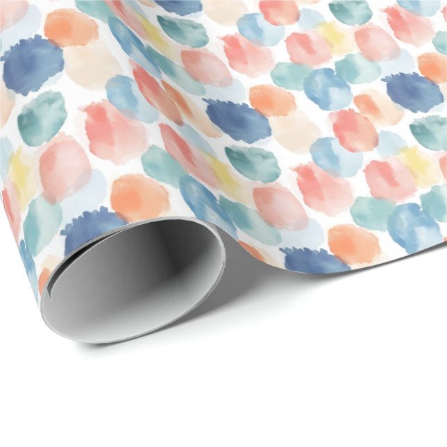 Boho Rainbow Paint Splotches on White Wrapping Paper (Roll Corner)