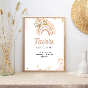 Boho rainbow pampas Gras baby shower Sign