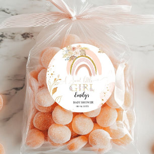 Boho Rainbow Pampas Grass Thank you Baby Shower Classic Round Sticker