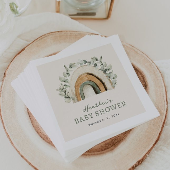 Boho Rainbow Paper Napkins (Boho Rainbow Table Decor Baby Shower Paper Napkins by Painted Paperie
)