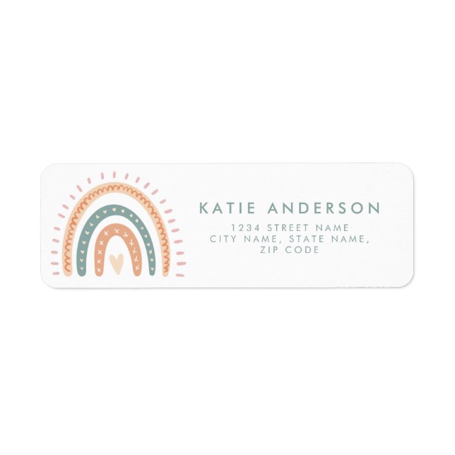 Boho Rainbow Pastel Return Address  Label (Front)