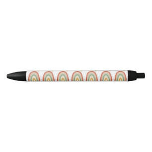 Boho Rainbow Pattern Neck Tie Black Ink Pen