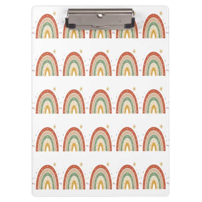 Boho Rainbow Pattern Neck Tie Clipboard (Front)