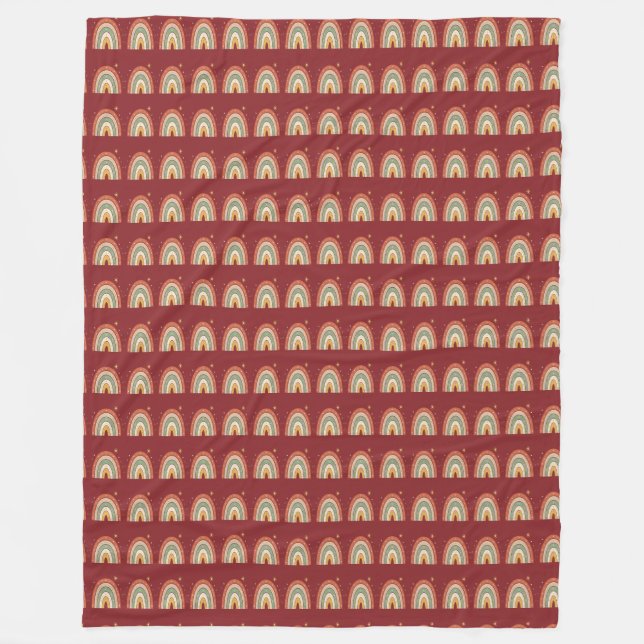 Boho Rainbow Pattern Neck Tie Fleece Blanket (Front)
