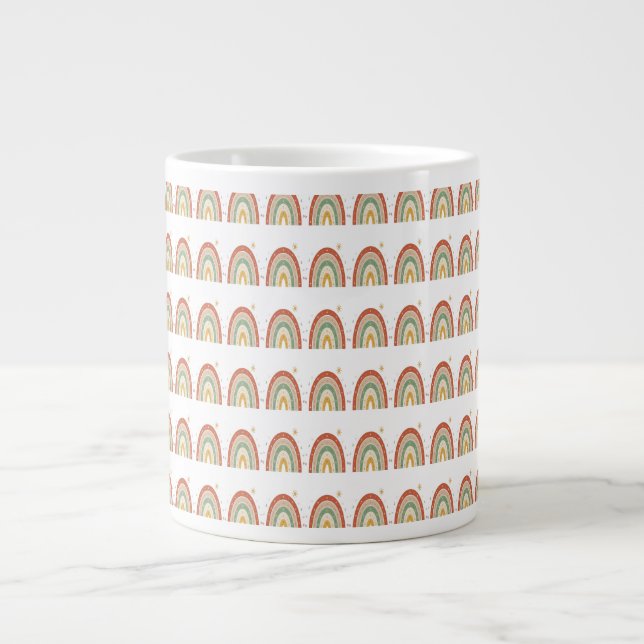 Boho Rainbow Pattern Neck Tie Large Coffee Mug (Front)