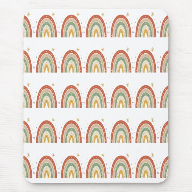 Boho Rainbow Pattern Neck Tie Mouse Pad (Front)