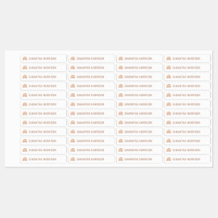 boho rainbow personalised name school labels