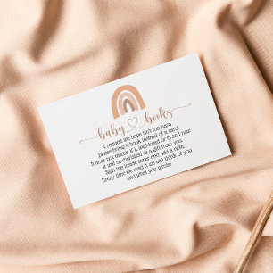 Boho Rainbow Pink Book Request Baby Shower Card