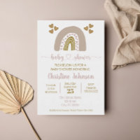 Boho Rainbow Pink Gold Heart Baby Girl Shower