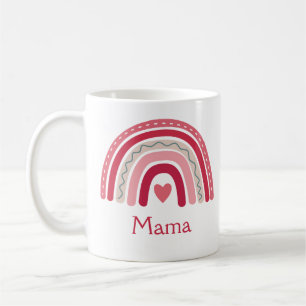 Boho Rainbow Pink Heart Mama Coffee Mug