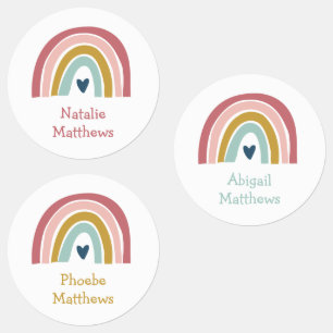 Boho Rainbow Pink Navy Mustard Name Waterproof