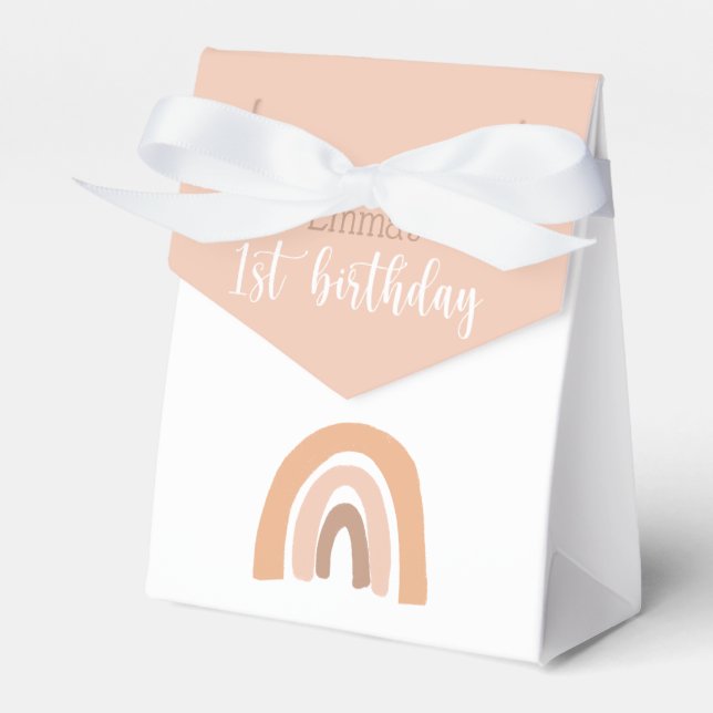 Boho Rainbow Pink Pastel Favour Box (Front Side)