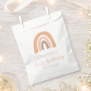 Boho Rainbow Pink Pastel First Birthday Favour Bag