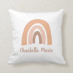 Boho Rainbow Pink Personalised Baby Girl Pillow