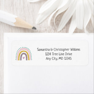 Boho Rainbow Pink Teal Gold Return Address Label