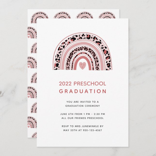 Boho Rainbow Preschool Graduation Invitation (Front/Back)