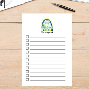 Boho Rainbow Preschool teacher green blue Post-it Notes