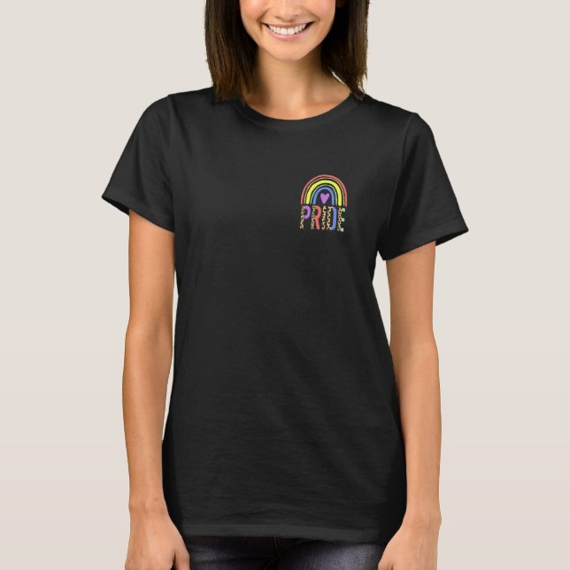 Boho Rainbow Pride Subtle Lgbt Cute Heart Flag Equ T-Shirt (Front)