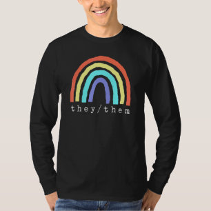 Boho Rainbow Pronouns They Them Pride Lbgtqia T-Shirt