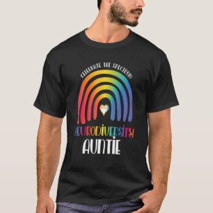 Boho Rainbow Proud Auntie Neurodiversity Family Ma T-Shirt