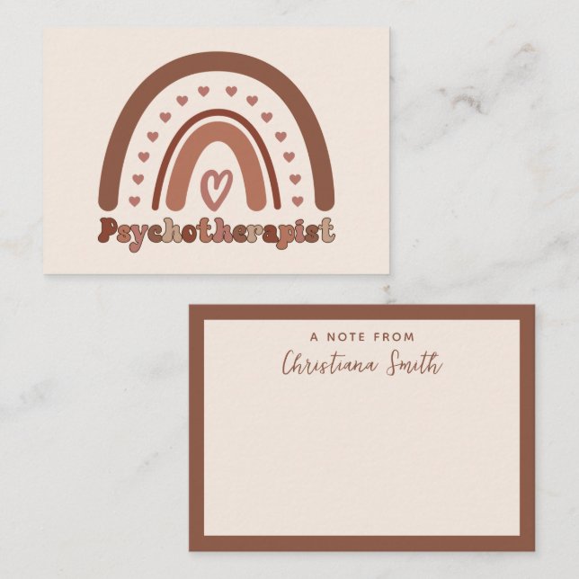 Boho Rainbow Psychotherapist Therapist Card (Front/Back)