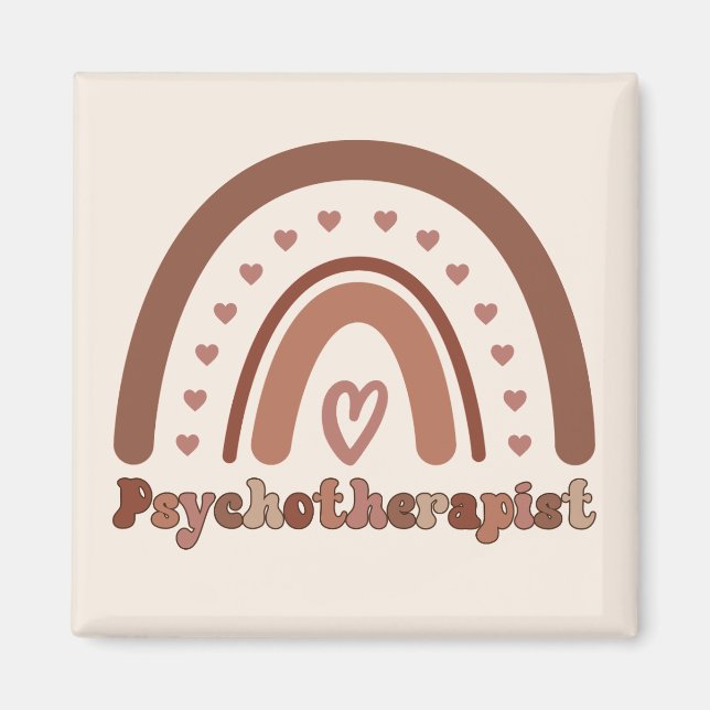 Boho Rainbow Psychotherapist Therapist Magnet (Front)