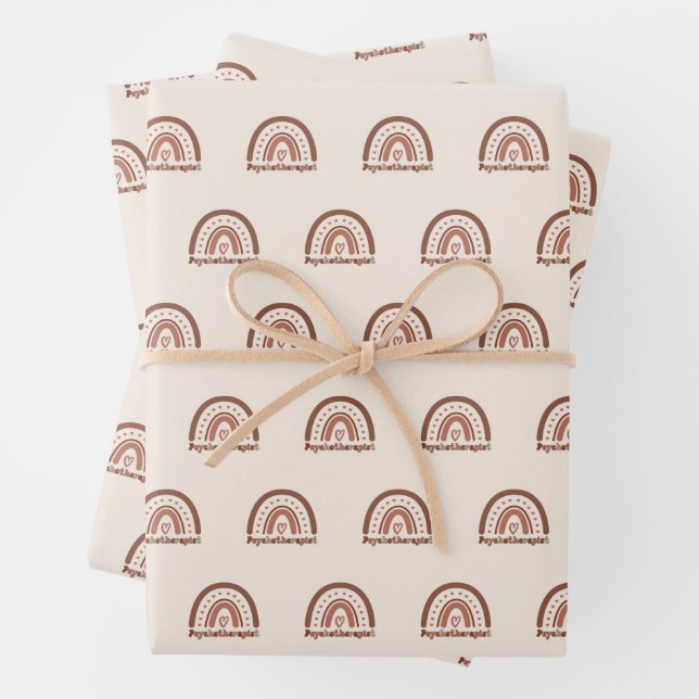 Boho Rainbow Psychotherapist Therapist Wrapping Paper Sheet (In situ)