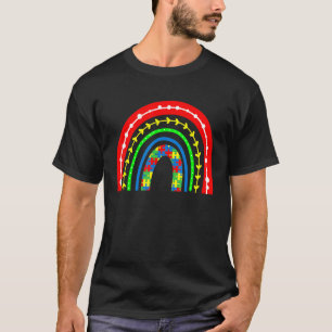 Boho Rainbow Puzzle Piece Autism Awareness Autisti T-Shirt