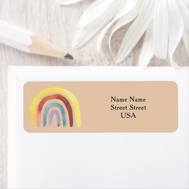 Boho rainbow  return address label (Insitu)